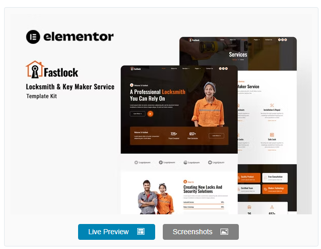 Locksmith & Key Maker Service Elementor Template Kit