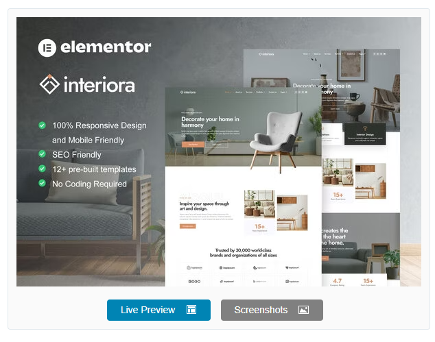 Architecture & Interior Design Service Elementor Pro Template Kit