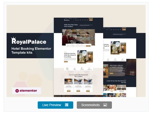 Royalpalace – Hotel Booking Elementor Pro Template Kit