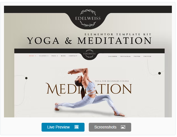 Edelweiss – Yoga & Meditation Elementor Pro Template Kit