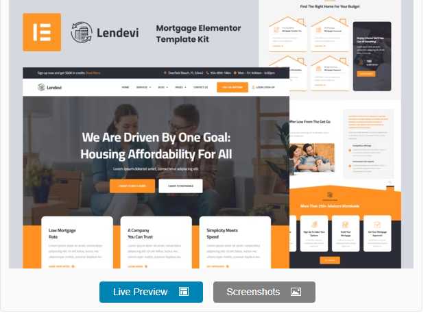 Lendevi – Mortgage Elementor Template Kit