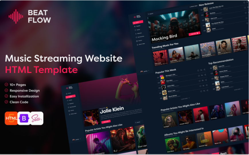 BeatFlow: Ultimate Music HTML Template for Bands and Artists Website Template