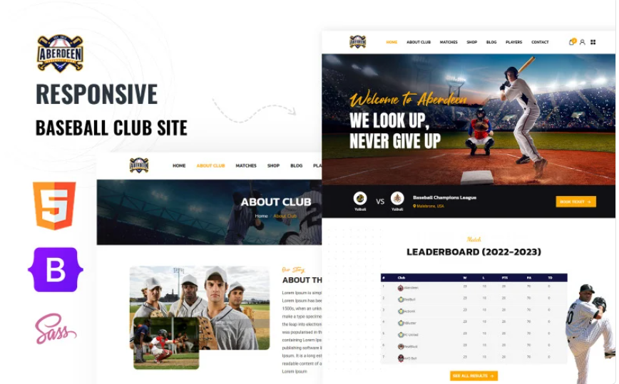 Buzzball – Baseball Sports Multipage HTML5 Website Template