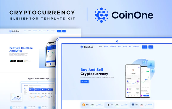 CoinOne – Cryptocurrency Elementor Template Kit