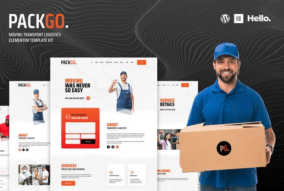 PackGo – Moving Transport Logistics Elementor Template Kit