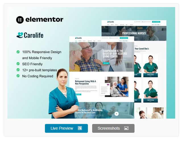 Private Nursing Services Elementor Template Kit