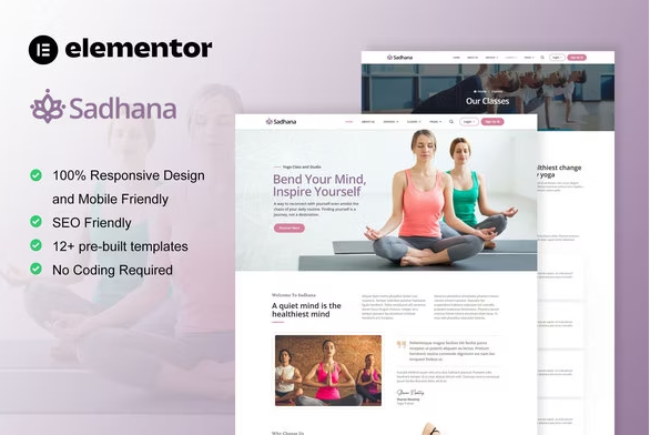 Sadhana – Yoga Teacher & Studio Elementor Template Kit