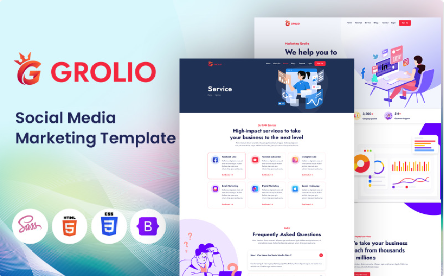 Social Media Marketing SMM Template Website Template