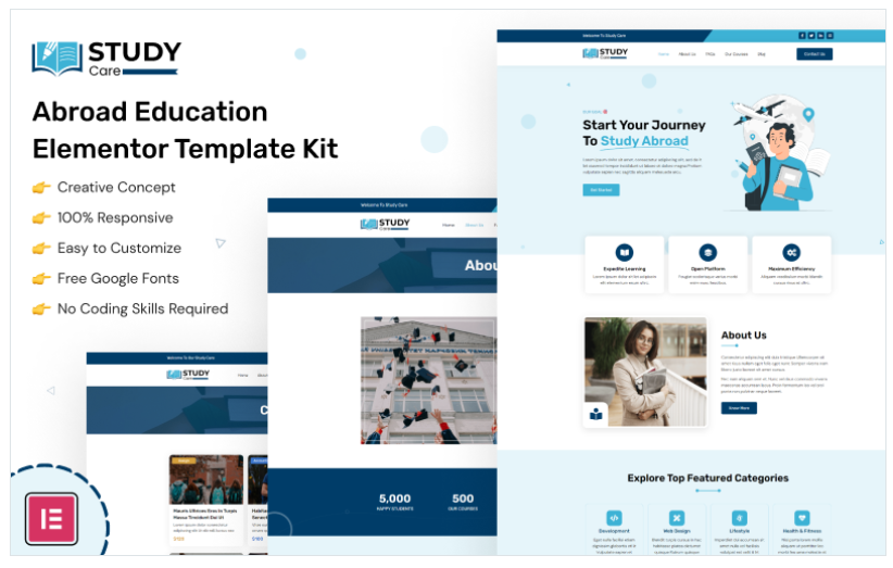 Studycare – Abroad Education Elementor Template Kit