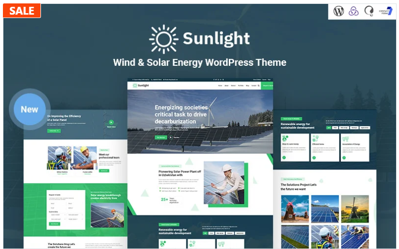 Sunlight – Wind and Solar Energy Responsive WordPress Theme