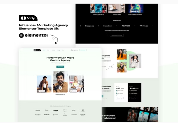 Virly – Influencer Marketing Agency Elementor Template Kit