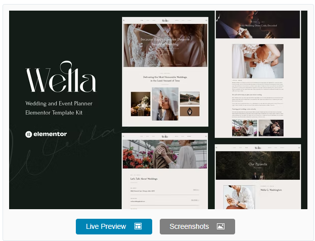 Wella – Wedding & Event Planner Elementor Template Kit