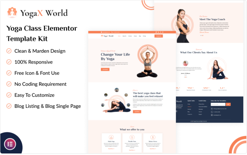 YogaX World – Yoga Class Elementor Template Kit Elementor Kit