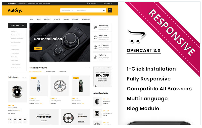 The Mega Automobile Store Responsive OpenCart Template