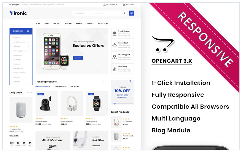 Vironic – The Mega Electronic Store OpenCart Template