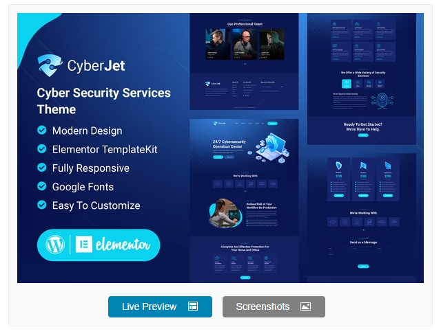 CyberJet – Web Security Elementor Template Kit