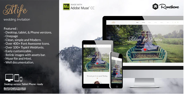 Alife – Wedding Invitation Muse Template