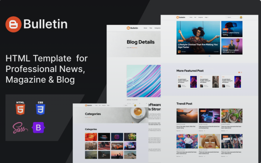 Bulletin – News Magazine Blog HTML Template Website Template