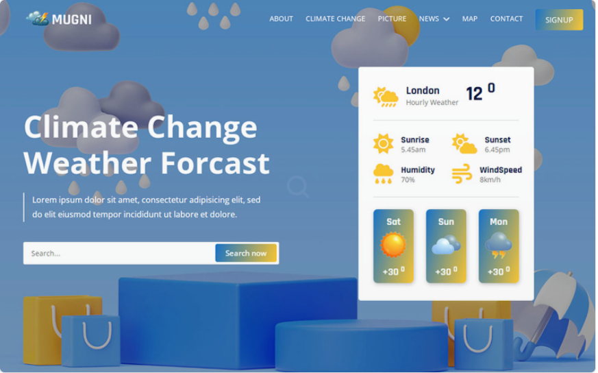 Mugni – Weather Forcast HTML5 Website Template