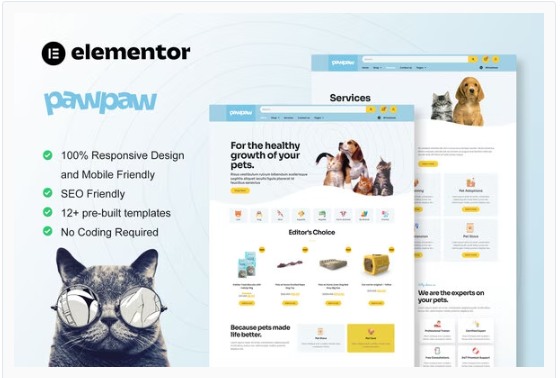 WooCommerce Pet Shop & Pet Care Elementor Template Kit