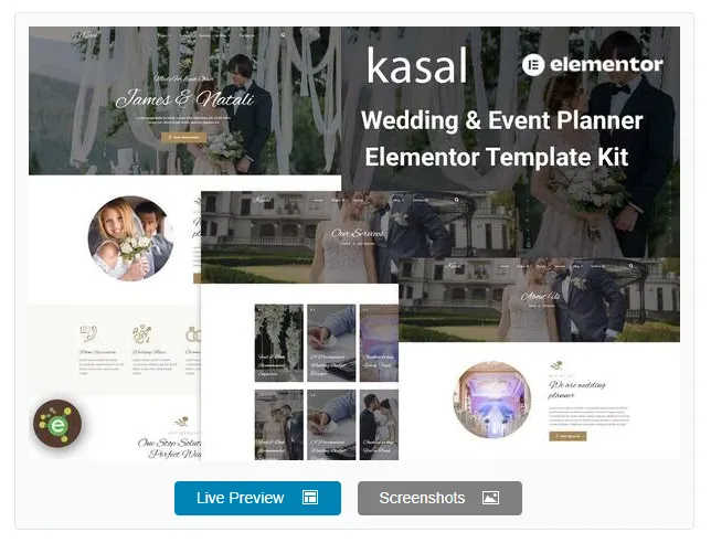Best Elementor Template for Wedding Websites: Kasal – Your Dream Day Deserves a Dream Site.Best Elementor Template for Event Planner: Kasal