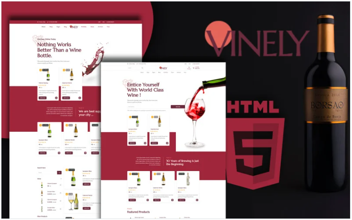 Vinely – Wine Shop HTML Website Template