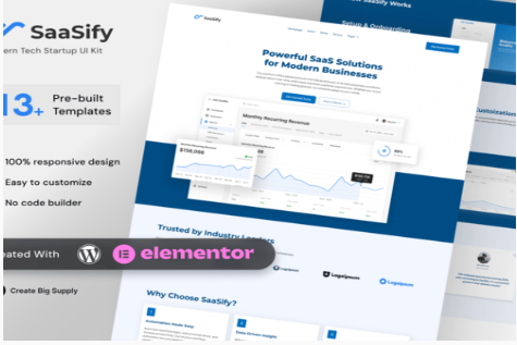 SaaSify – Modern Tech Startup Elementor Template Kit
