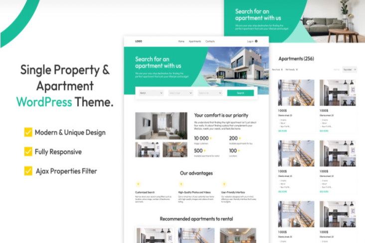 Apartments – WordPress theme for renting and selling real estate WordPress Theme